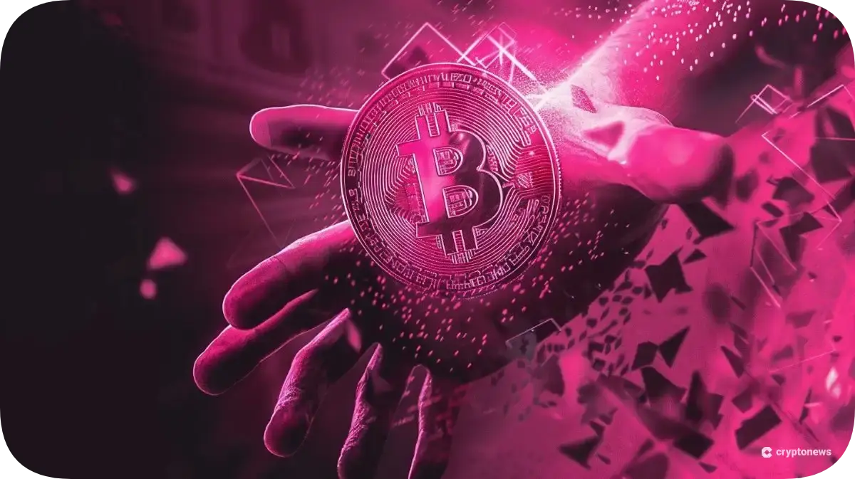 スクリーンを突き破って手が伸び、ウォレットを掴んでいるイメージ