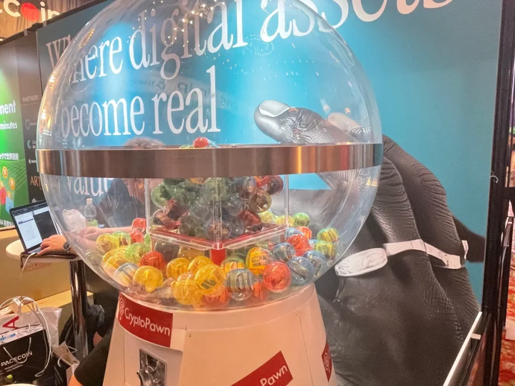 WebX2025に参加した暗号資産担保ローンCryptoPawnのブースのイメージ