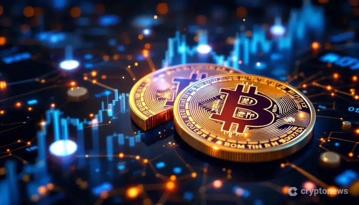 エリック・トランプ氏のビットコイン将来価値予測を象徴する、輝くビットコインの一部を描いた画像