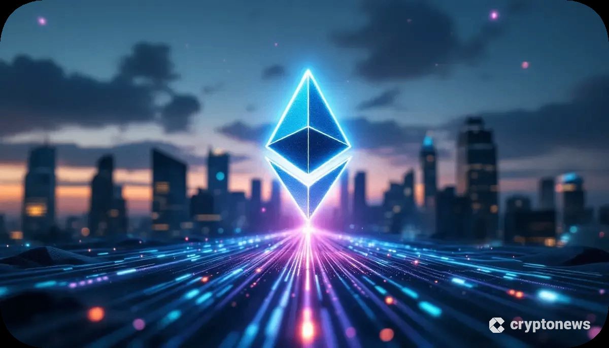 企業の財務資金が流れ込むイーサリアムのロゴ