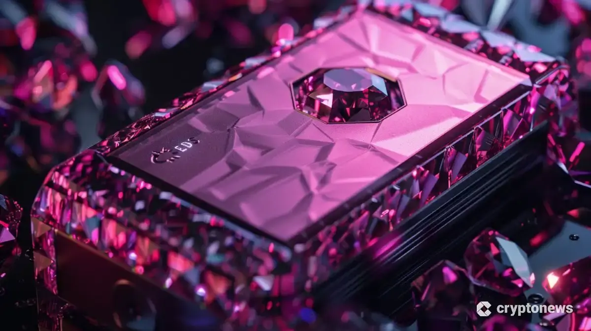 Gemのロゴ付きで、仮想通貨残高を表示する宝石装飾のハードウェアウォレット