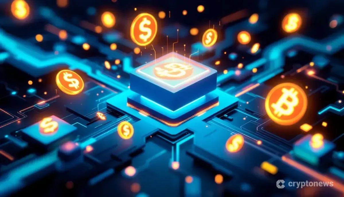 新しいステーブルコインUSDHがHyperliquidネットワークに統合される様子を示す未来的なデジタルアート