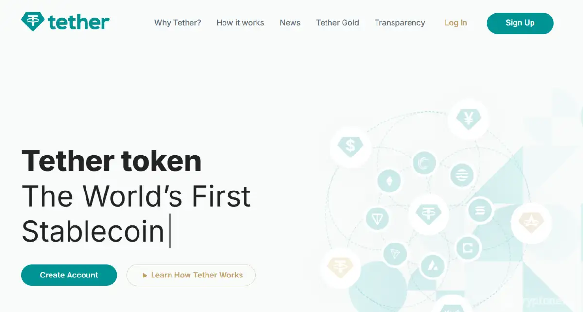 USDTの購入方法-テザー公式サイトのトップ画面