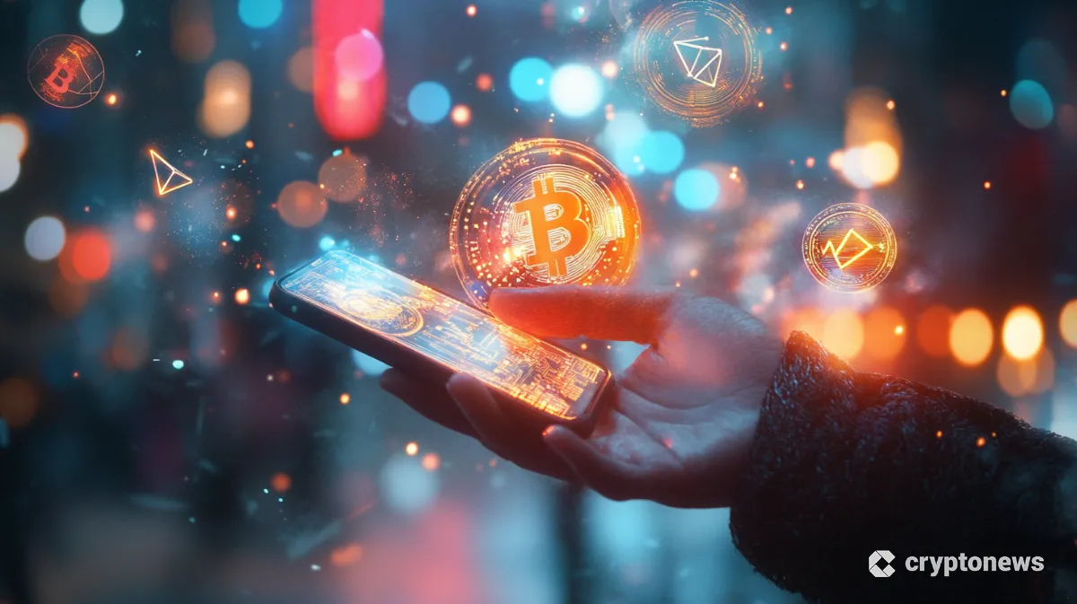 スマートフォンでビットコインを購入するイメージ