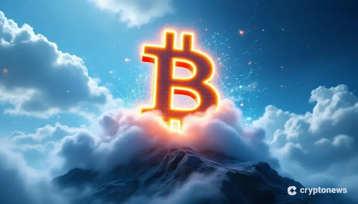 市場の調整を乗り越え上昇するビットコインのロゴと、強気の勢いを象徴するネットワーク図