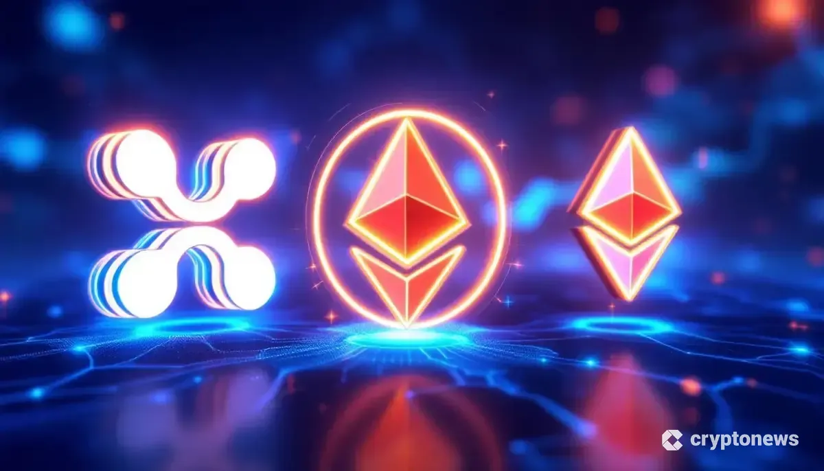 Claude AIによる価格予測を背景に、上昇するリップル、カルダノ、イーサリアムのロゴ