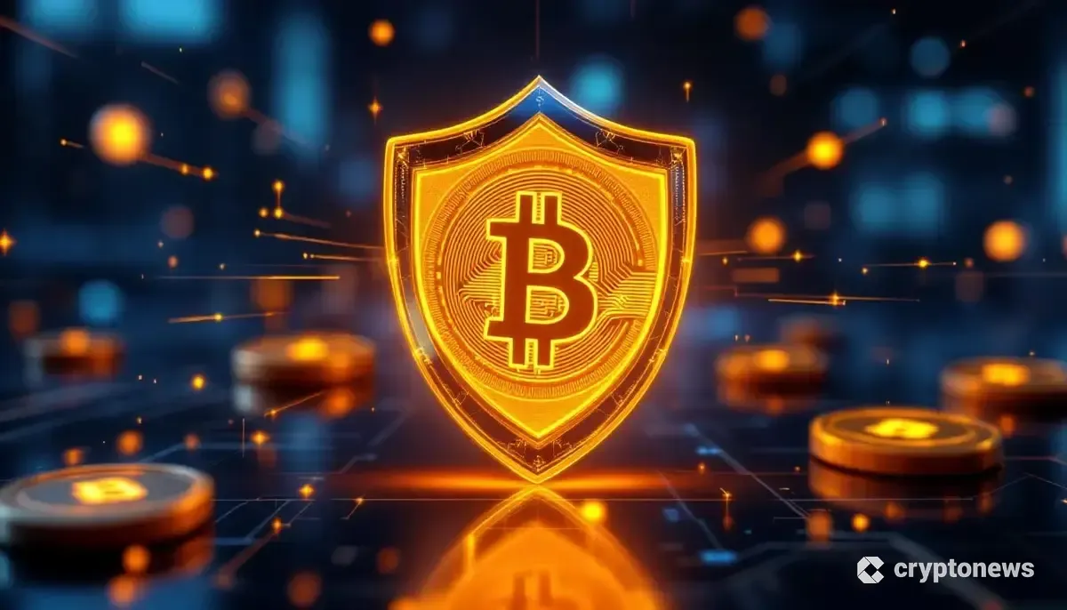 BNBチェーンを背景に、輝く盾がユニークなミームコインを模倣トークンから保護している様子のイラスト。