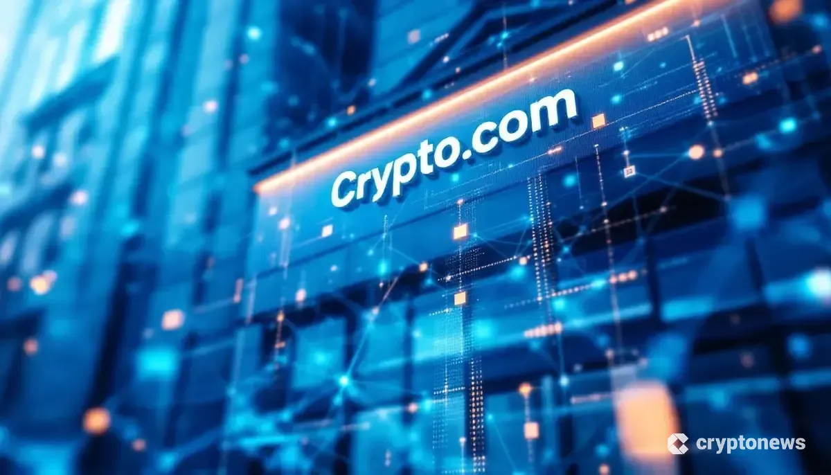 連邦信託銀行免許申請を表現する近代的な金融機関とブロックチェーンネットワークのイメージ