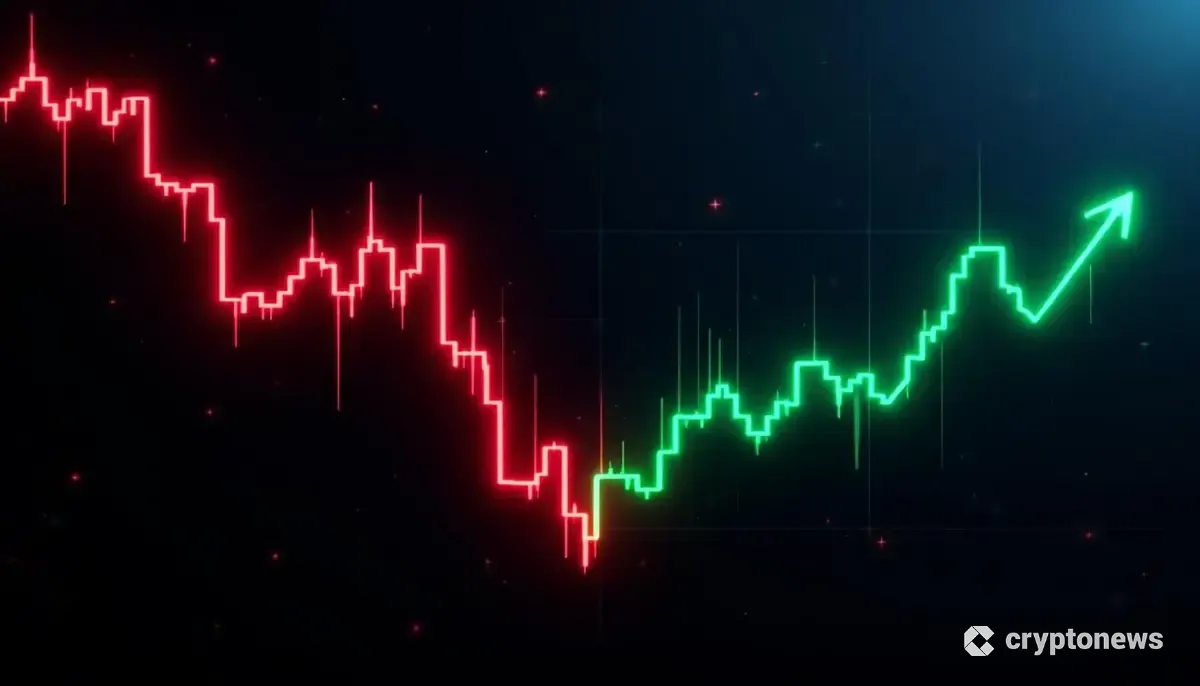 下落するビットコインとイーサリアムのシンボルと、上昇するソラナのシンボルを対照的に示す金融市場のイメージ