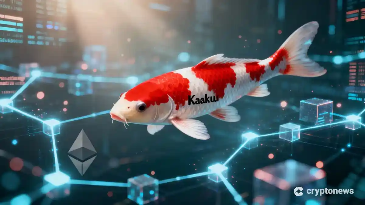 イーサリアムのブロックチェーンを象徴するデジタル空間を泳ぐ鯉「Kohaku」