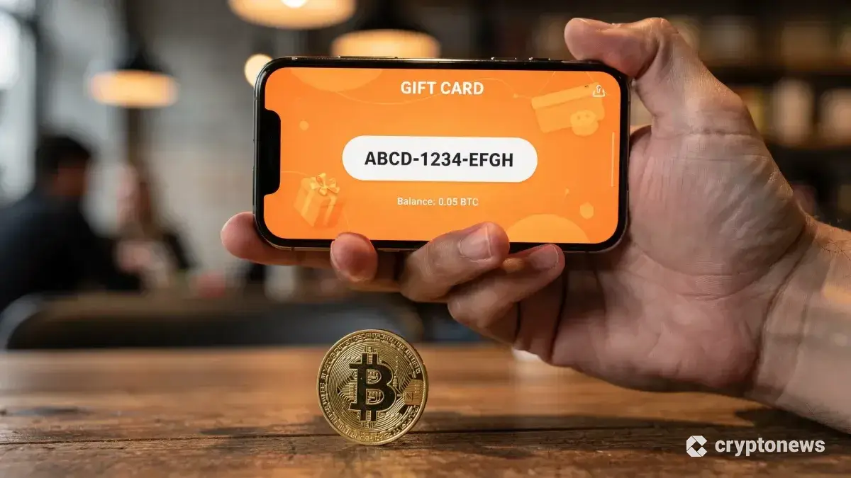 スマホのau PAY画面とテーブルに置かれたビットコイン、日常のカフェでの決済イメージ