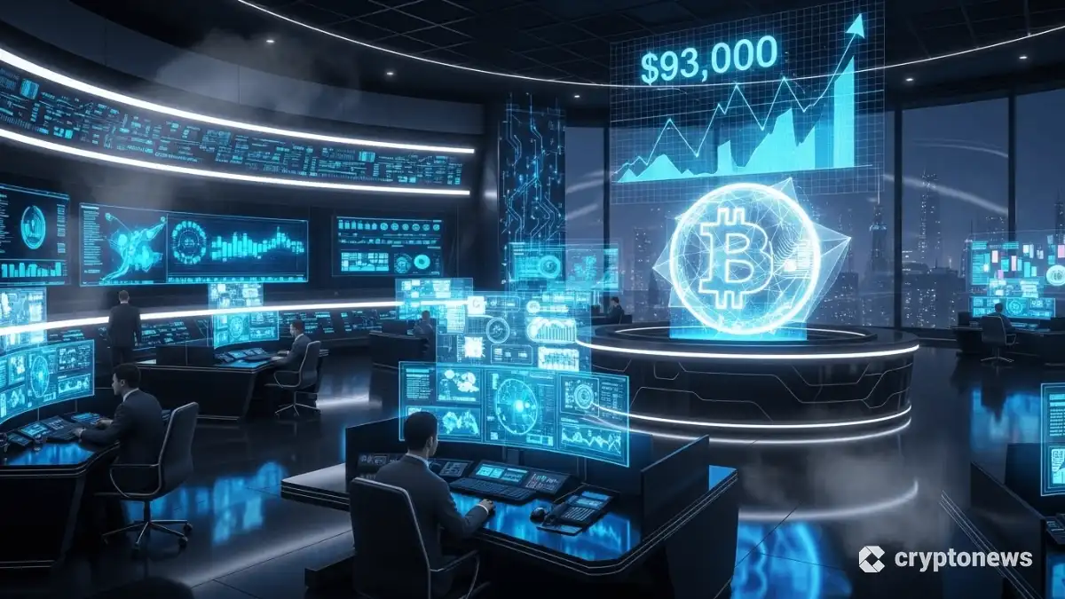 ビットコインが9万3000ドルに回復するチャートをモニタリングするトレーダーたち