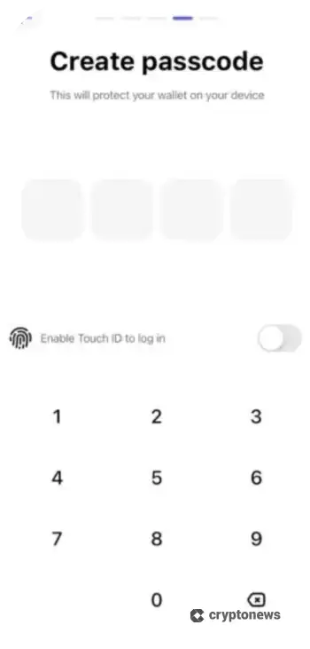 ベストウォレットのパスワード作成ページ