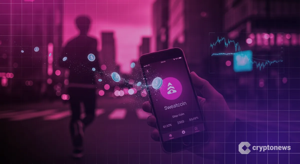 東京の夜景で歩数が報酬に変わるSweatcoinのイメージ