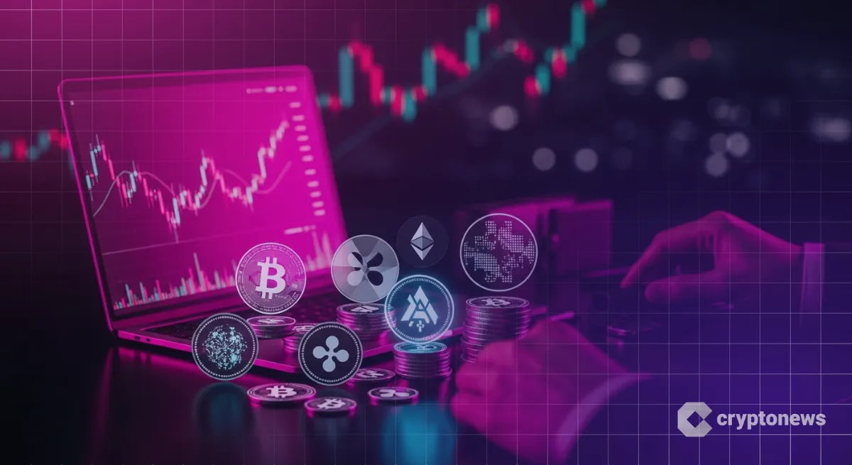 アルトコインとチャート画面を持つ日本人トレーダーの手元