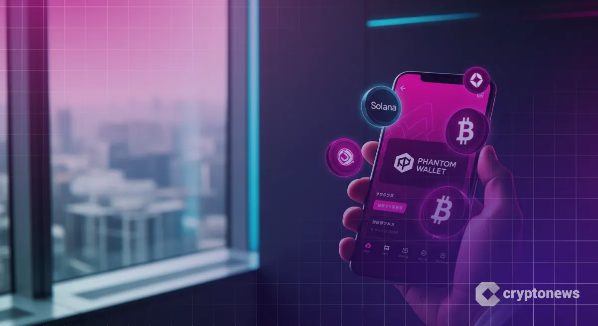 Phantomウォレットを操作する夜のオフィスでのビジネスパーソン