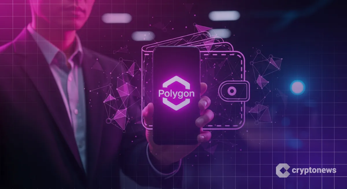 Polygonウォレットのロゴ入りスマホ