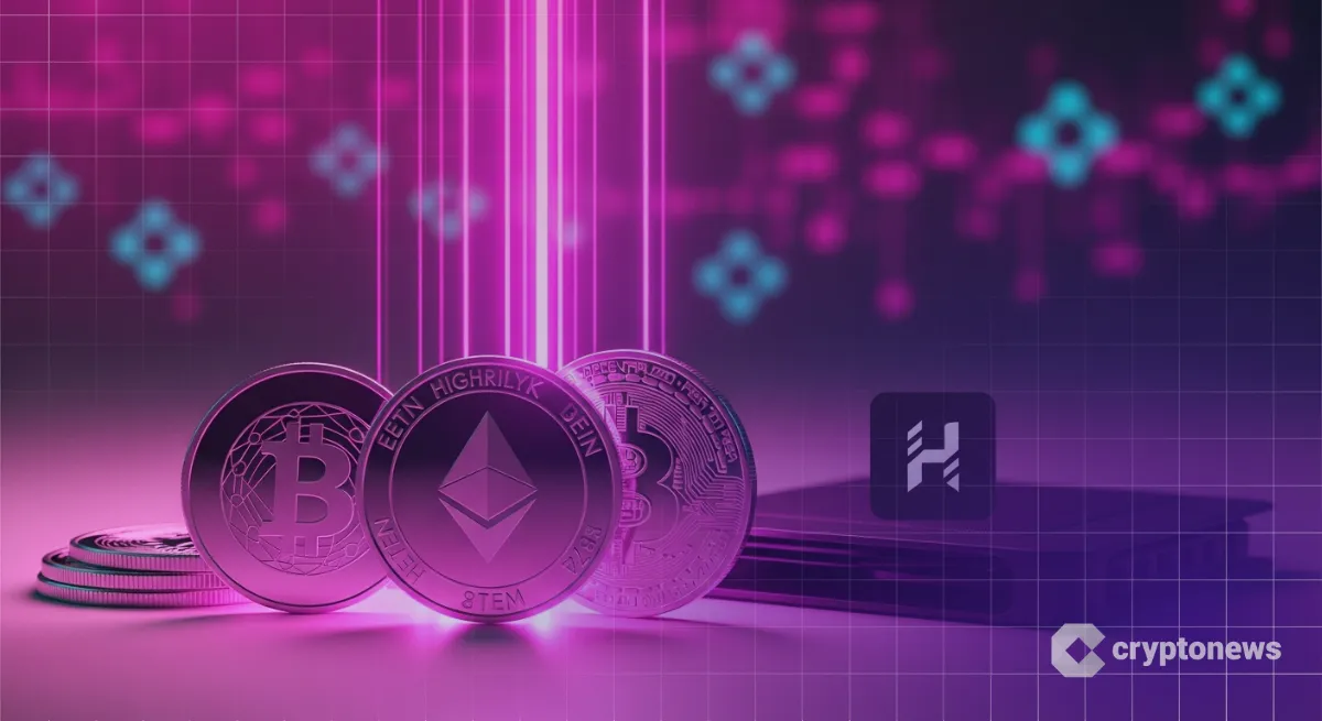 ハイリキ仮想通貨のロゴとブロックチェーン風ネットワーク