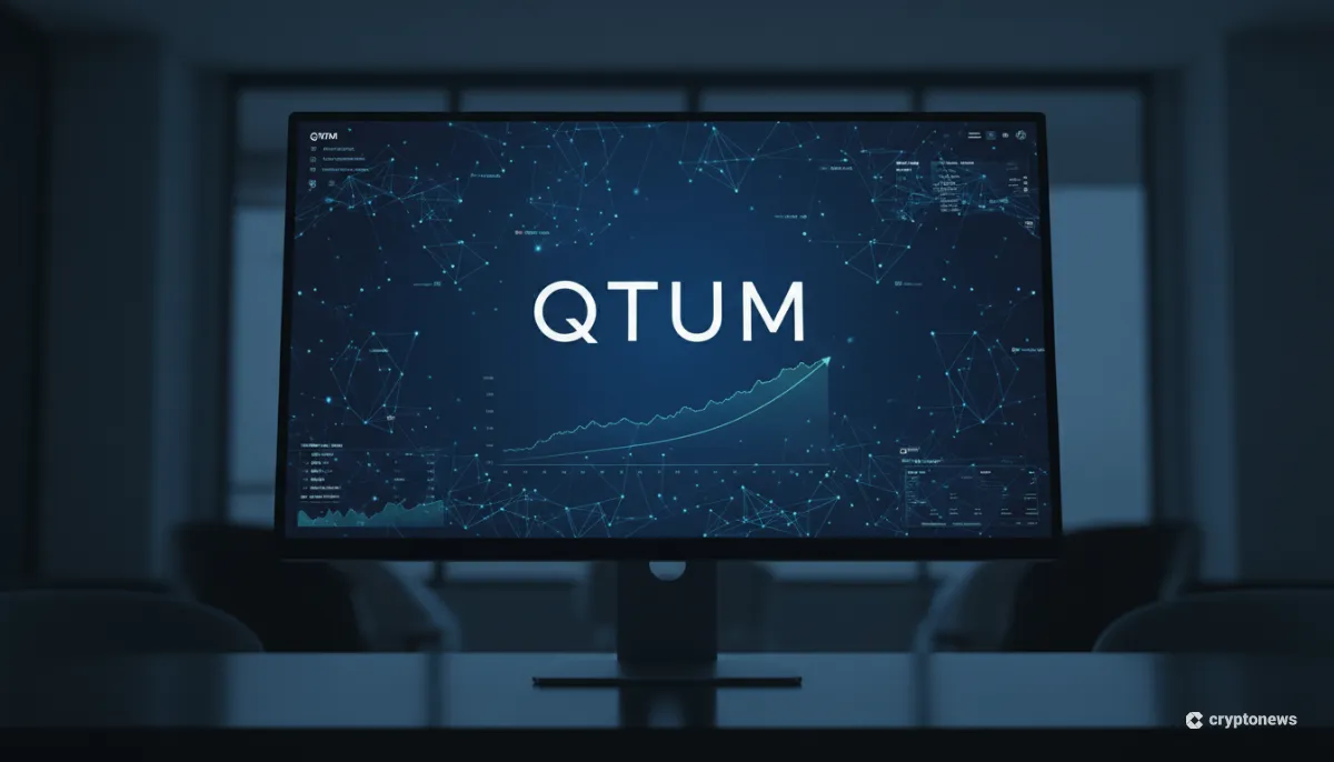 仮想通貨QTUM（クアンタム）が映るモニター
