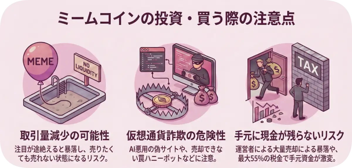 ミームコインに投資する際の注意点