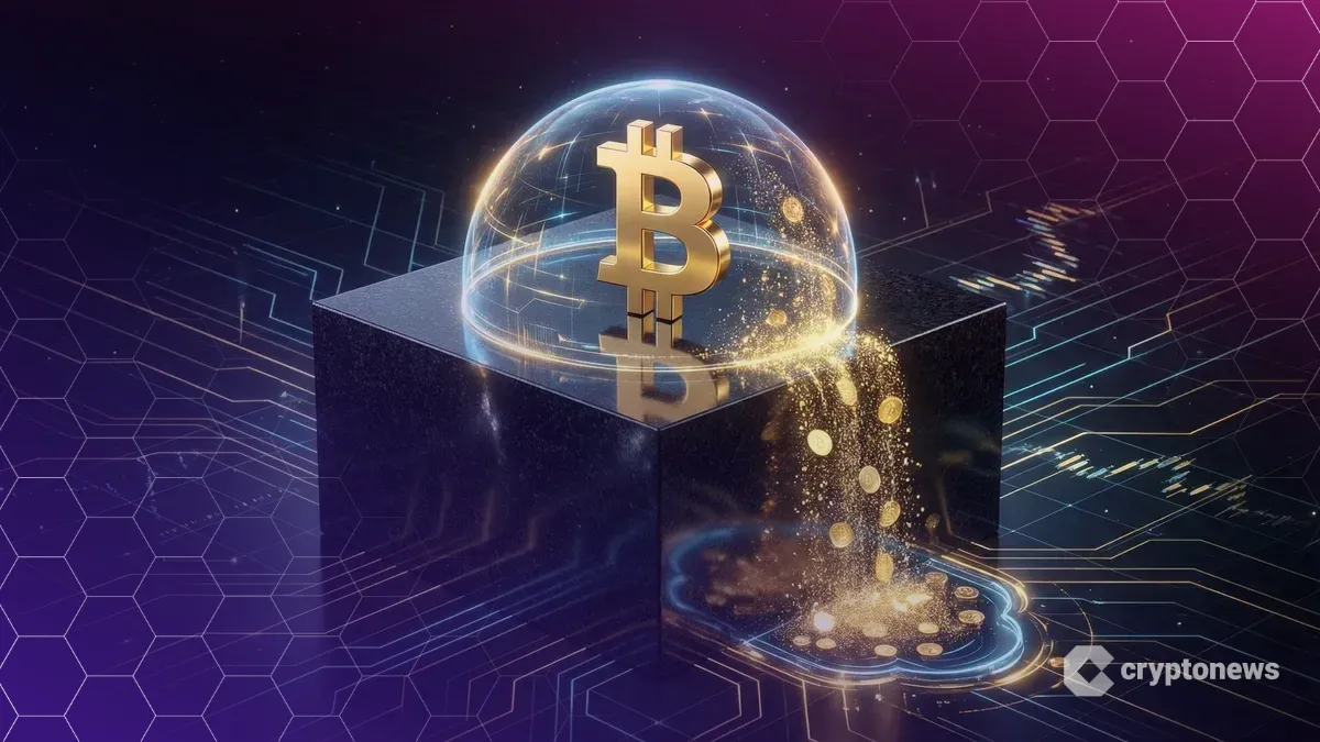 ブラックロックの黒い岩盤上のビットコインとカバードコール戦略を表す光のシールド