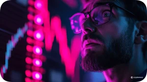 不安そうにチャートを見つめるトレーダー