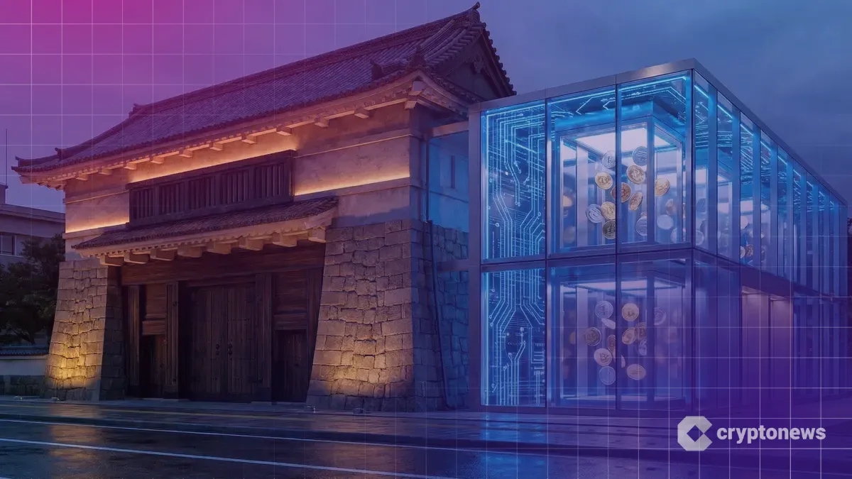 日本の金融庁庁舎に増設された近未来的なデジタル資産管理部門のイメージ
