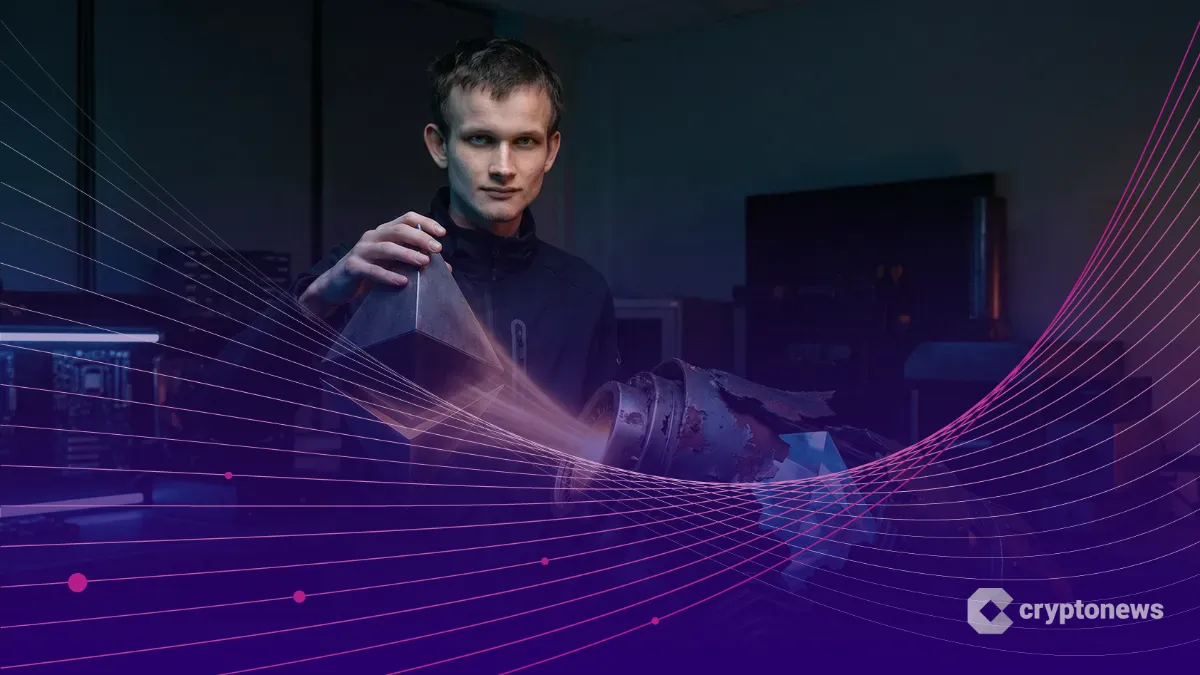 暗い作業場で輝くイーサリアムのコアエンジンにエネルギーを注ぐヴィタリック・ブテリン