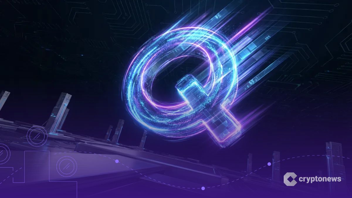 暗い岩盤を突き破り強烈な光を放つQ型の量子プロセッサチップ