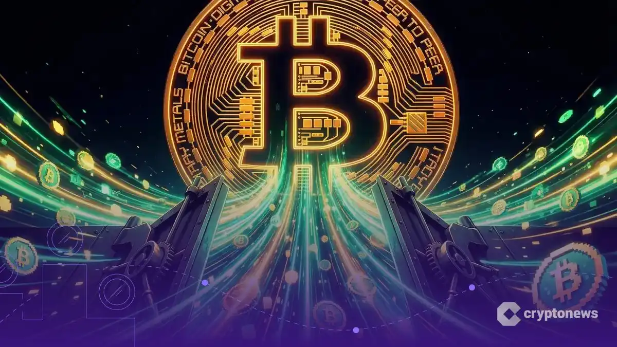 米ビットコインETFへの大規模な資金流入を示す抽象CG