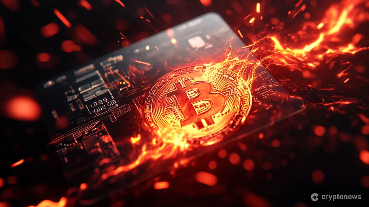 仮想通貨が貯まるSBIのクレジットカードからコインが飛び出す様子