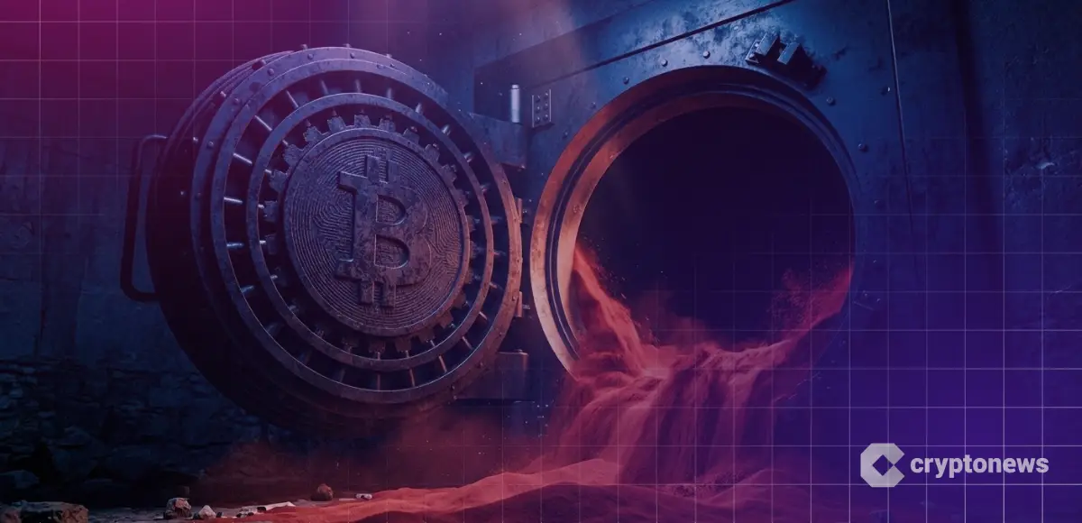 ビットコインETFからの記録的な資金流出を示す象徴的な画像