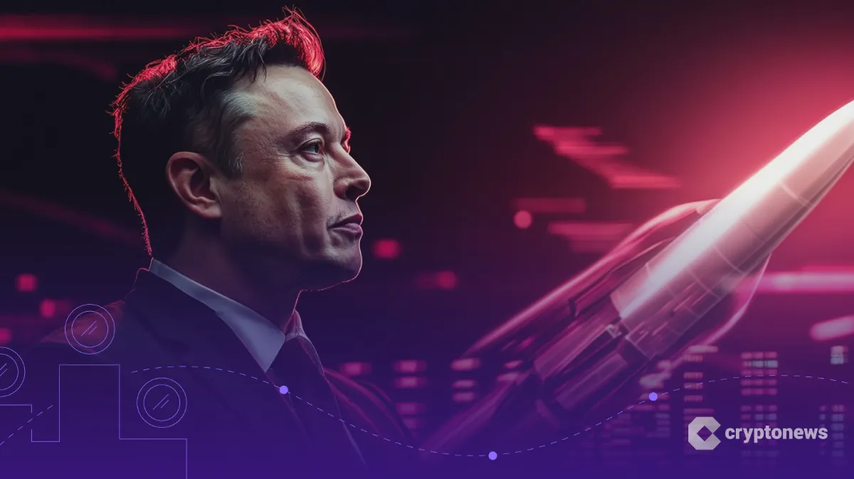 イーロン・マスクとスペースXのロケット、ナスダック上場を象徴するグラフィック