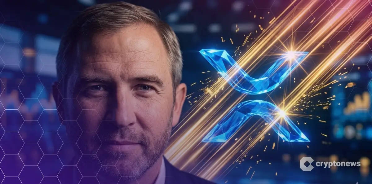 リップルCEOのブラッド・ガーリングハウス氏とXRPロゴ
