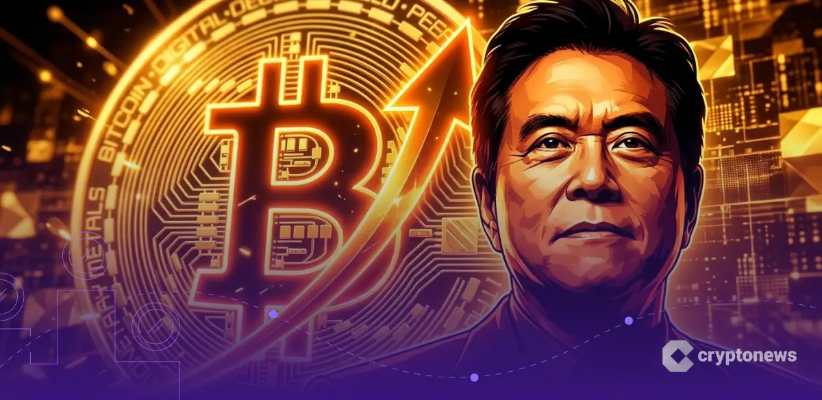反転の兆しを見据えるロバート・キヨサキ氏と巨大なビットコインロゴ