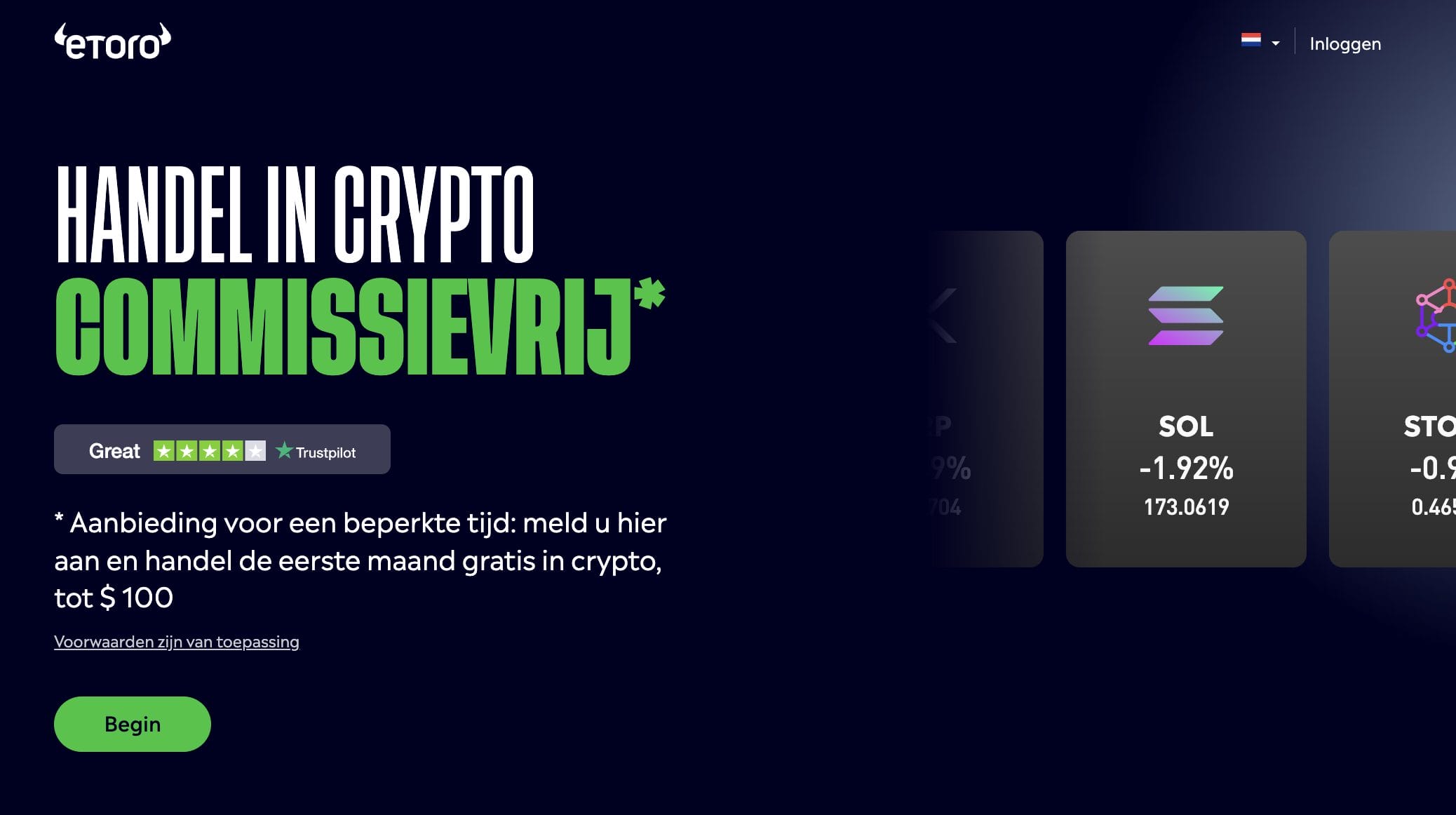 Cashback actie eToro - Commissievrije cryptohandel voor Nederlandse investeerders