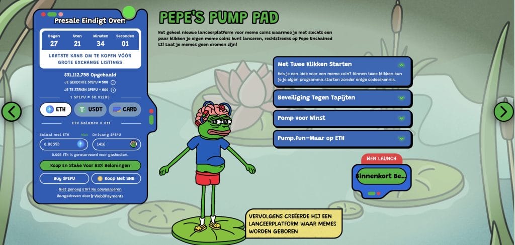 Pepe Unchained Pepe Pump Pad - Bron: www.pepeunchained.com