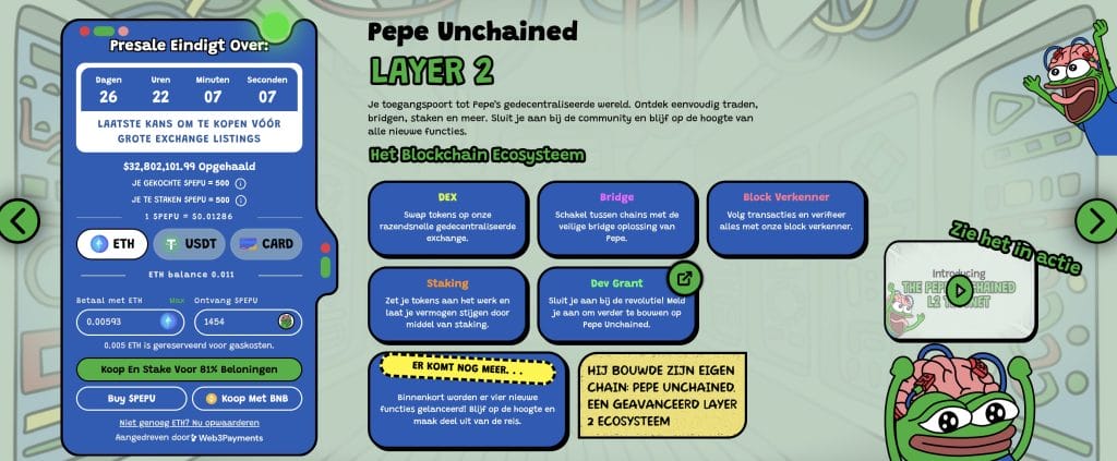 Pepe unchained Layer 2 - Bron: www.pepeunchained.com