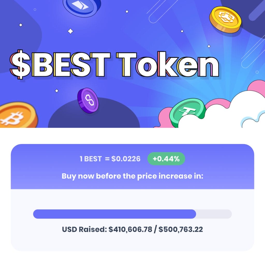 $BEST is voor 2 weken alleen in de PRE-presale beschikbaar - Bron: App van Best Wallet Token 