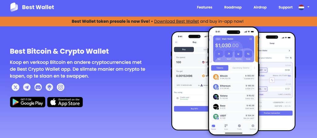 Best Wallet Token ($BEST) presale - Bron: www.bestwallet.com/nl