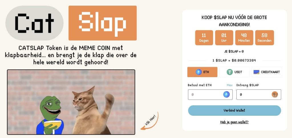 CatSlap Token $SLAP token te koop voor $0,00673852 - Bron: www.catslaptoken.com