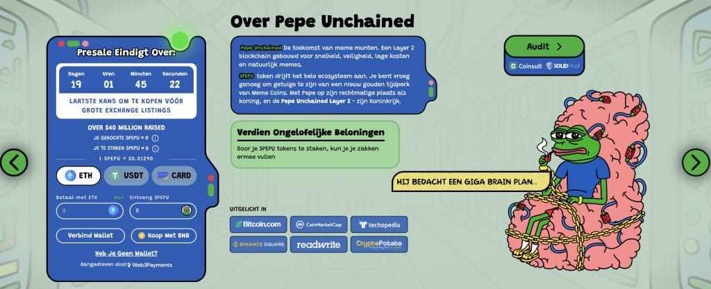 Pepe Unchained $PEPU Presale - Bron: www.pepeunchained.com