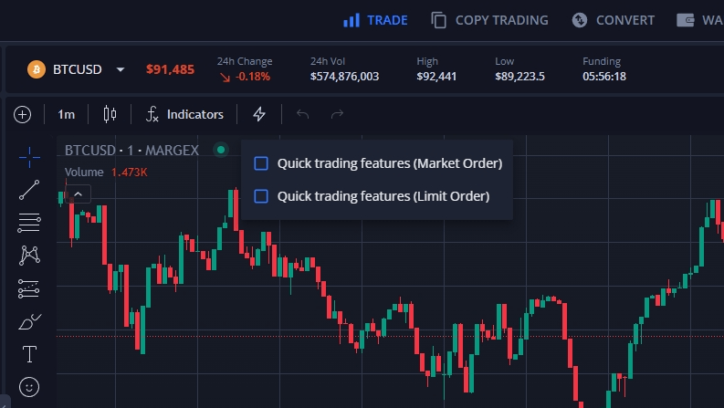 Quick trading door samenwerking tussen Margex en TradingView