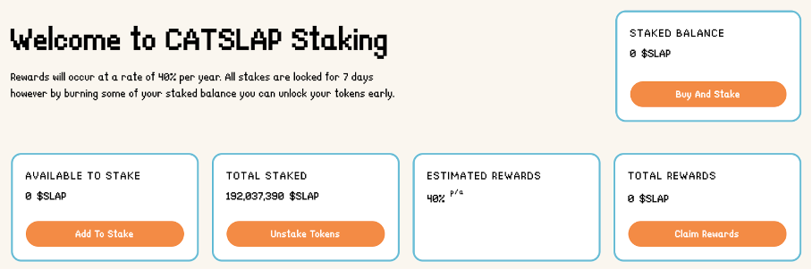 CatSlap staking - Bron: www.catslaptoken.com