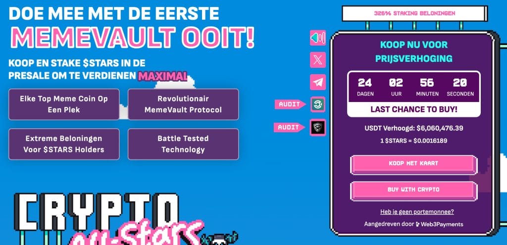 Crypto All-Stars crypto presale nadert einde – laatste 25 dagen voor deze veelbelovende crypto meme