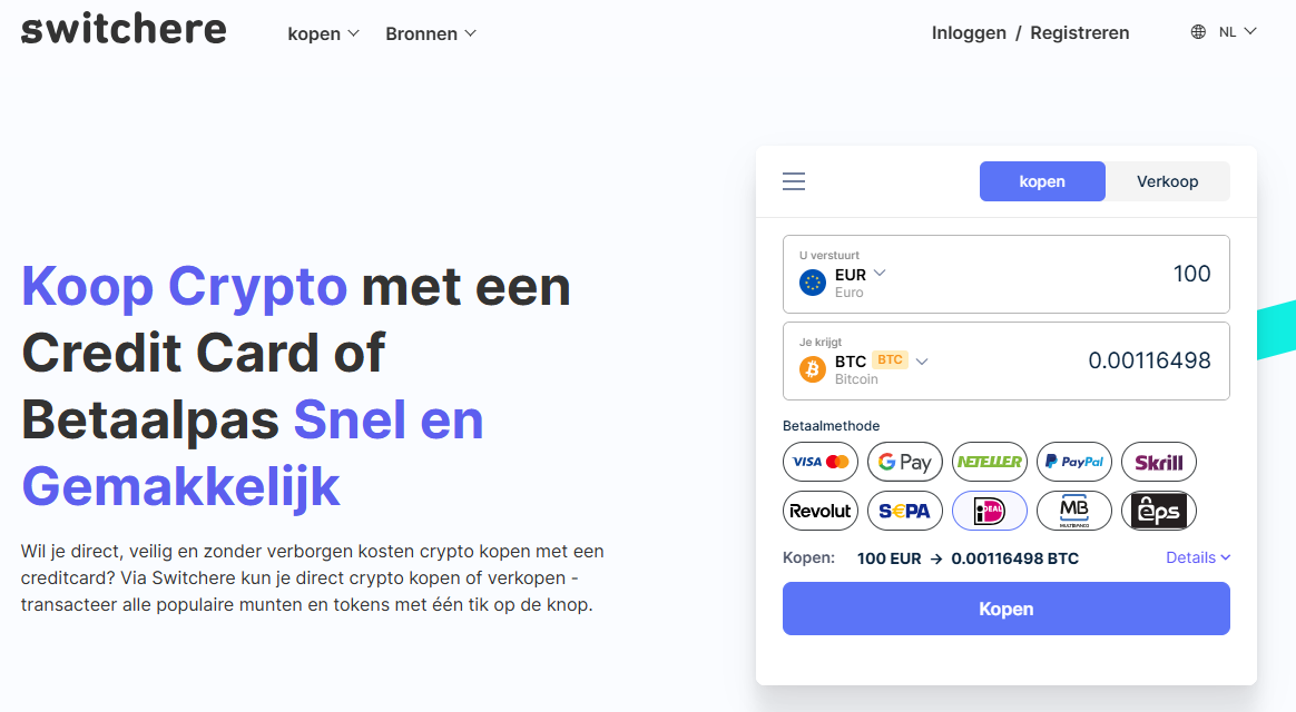 switchere crypto kopen zonder kyc