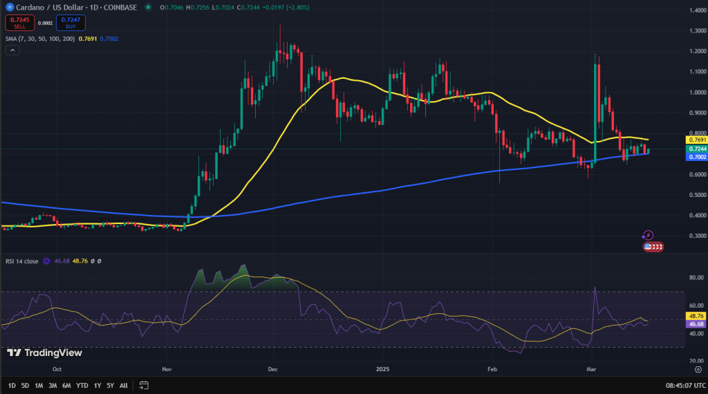 Cardano koers grafiek