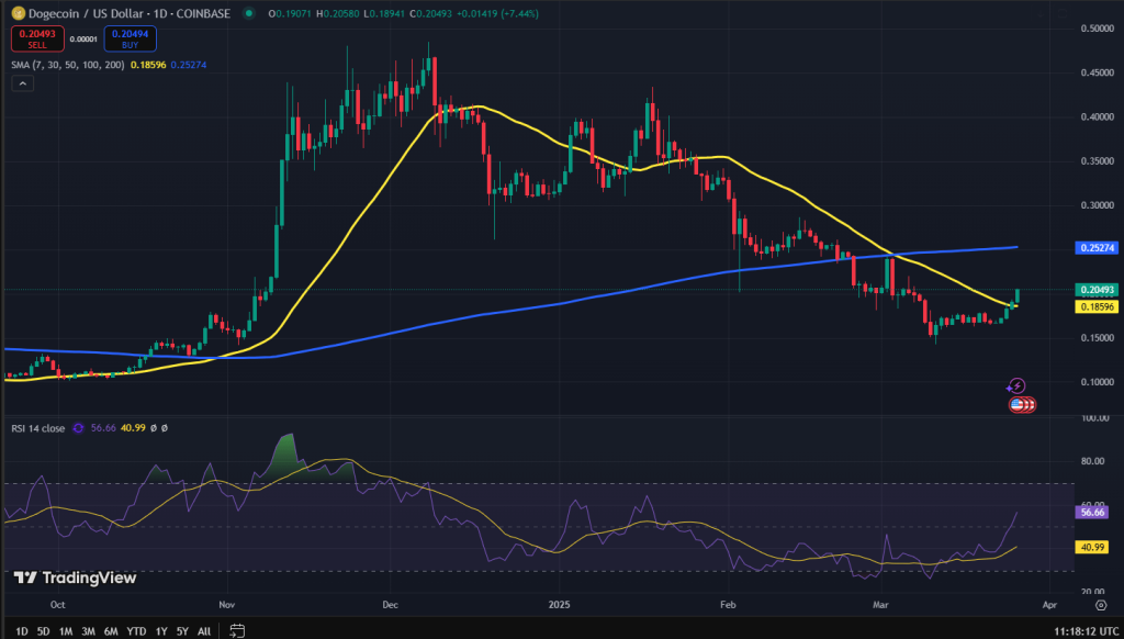 Dogecoin koers grafiek