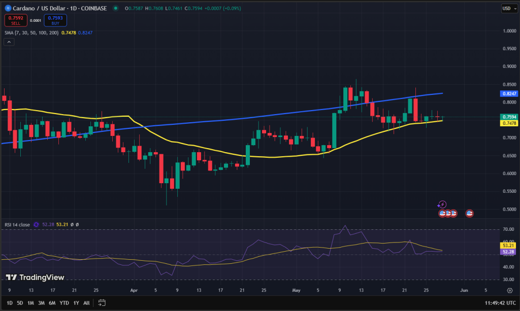 Cardano koers grafiek