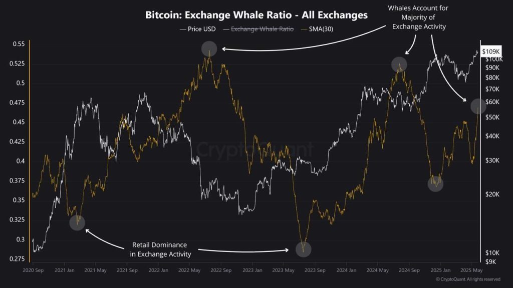 Bitcoin: Exchange Whale Ratio. Source: CryptoQuant